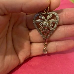 Heart dangle pendant gold overlay